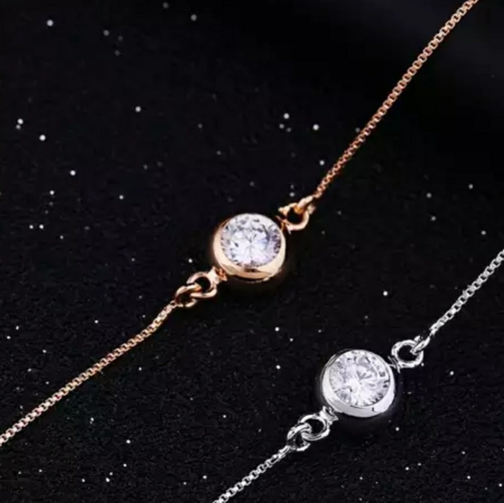 Rose Gold Solitaire Diamond Bezel Set Bracelet - Picture 4 of 4